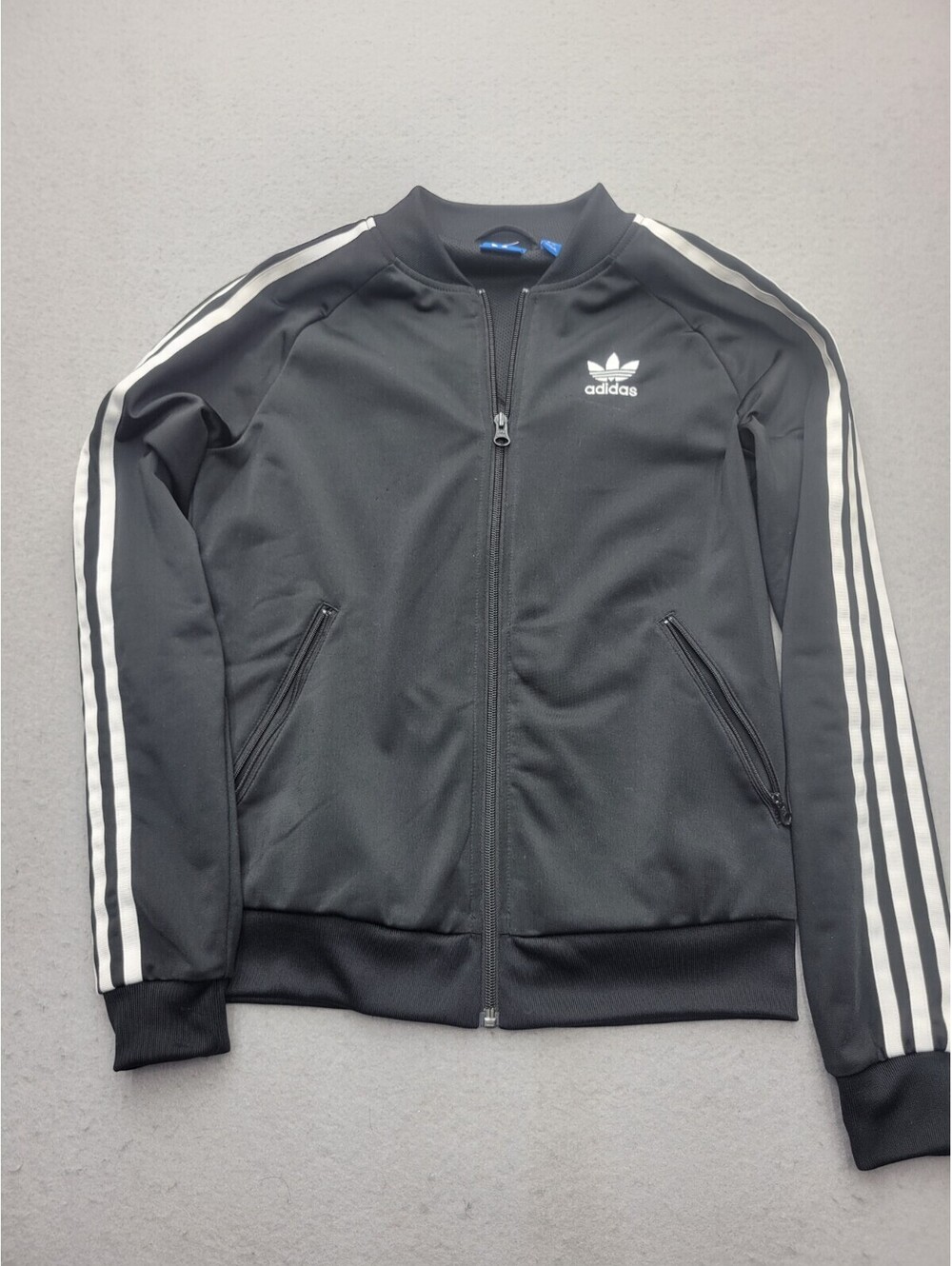 Adidas Women's Jacket Small Black White Track Short Long Sleeve Casual